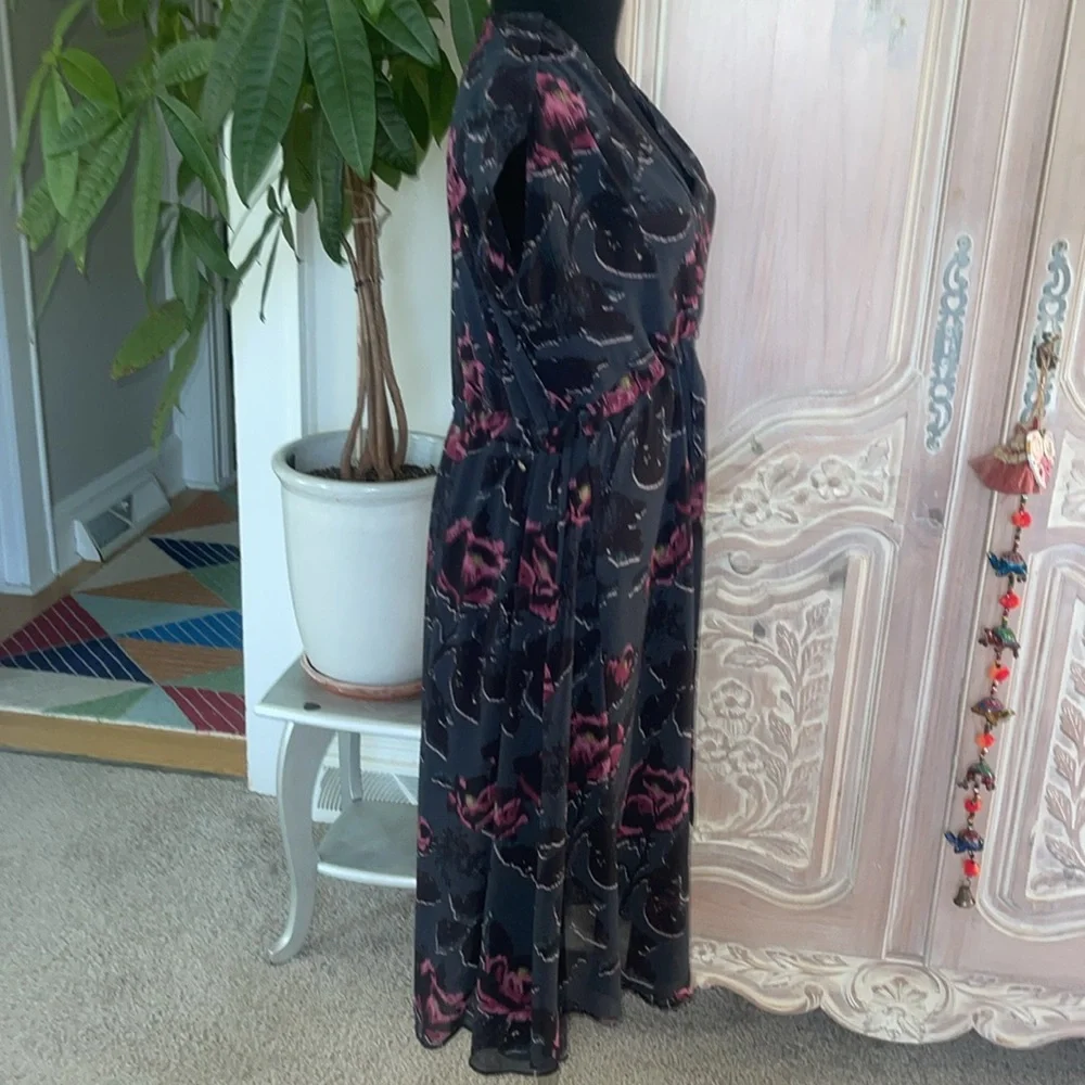 All Saints Sheer Floral Dress with Attached Slip - Picture 4 of 12